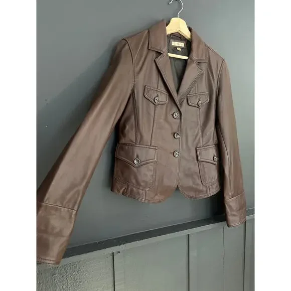 Vintage Wilsons Leather Brown Leather Jacket Academia Size Large - Picture 3 of 8